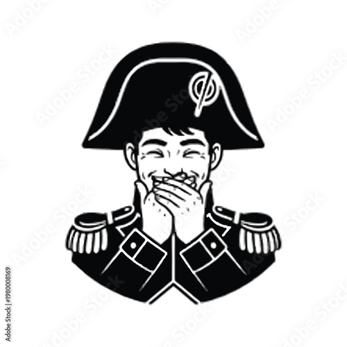 Napoleonic soldier covering mouth in shock or surprise