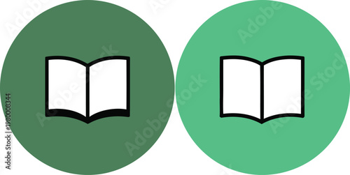 Open book icons displayed on circular green buttons for education and academic study digital interface elements