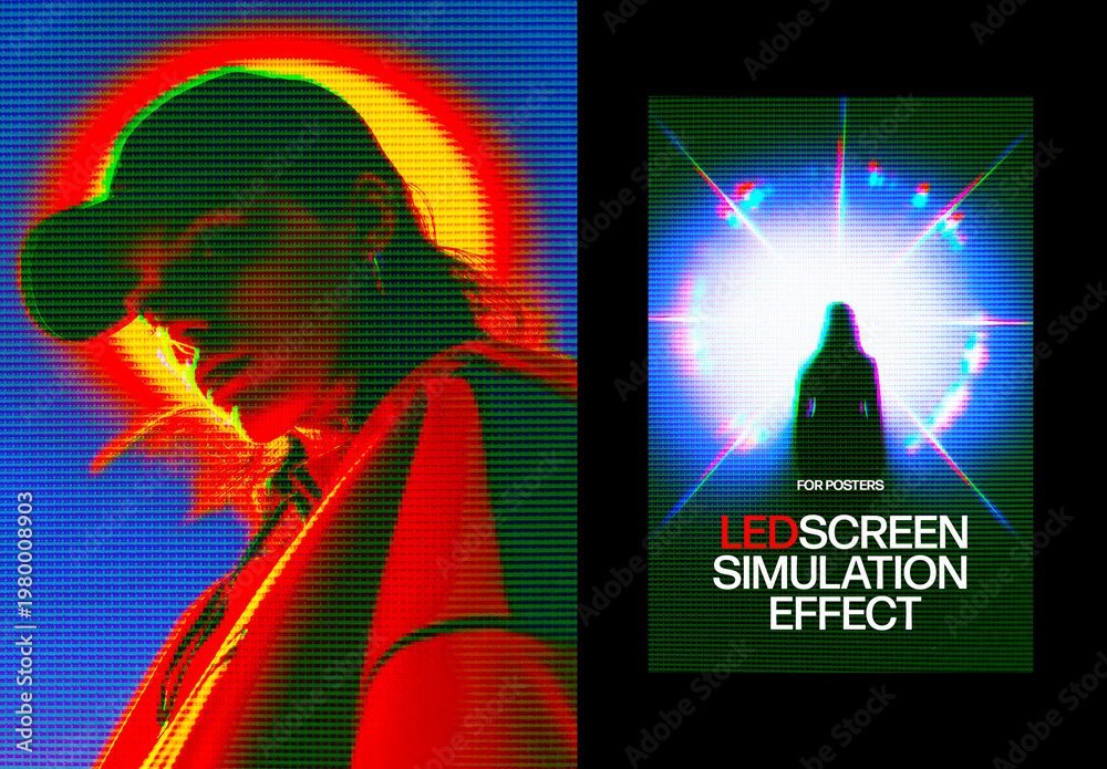 LED Screen Simulation Poster Effect Mockup Stock Template | Adobe Stock