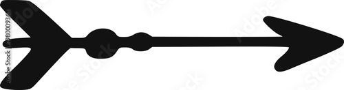 Bold black decorative hand drawn arrow illustration isolated on transparent background