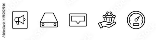 Minimalist business and marketing outline icon set for digital design