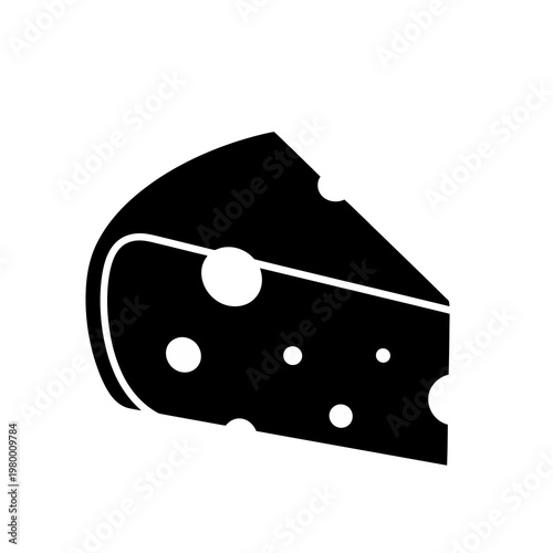 Black silhouette of a wedge of cheese with holes