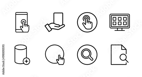 Cloud computing and data management outline icon set for web and digital technology