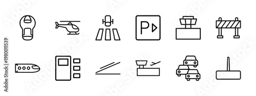 Minimalist Transportation and Urban Mobility Line Icon Set