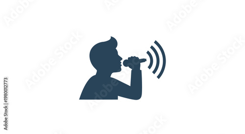 Man Talking on a Megaphone Loudly.