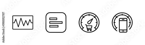 Minimalist velocity and performance line icons for business dashboards