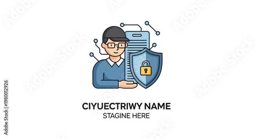 Foto Man Holding Shield with Lock.