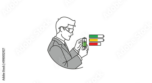Quadro su tela Man holding smartphone with colorful icons.