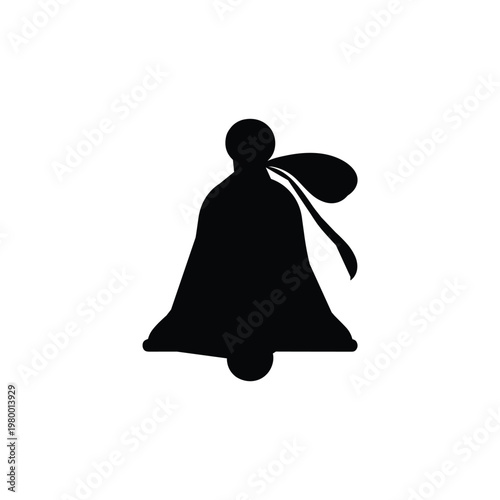 Vector illustration of a black bell with a ribbon