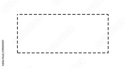 Blank dashed rectangle border, isolated on white background, copy space for design