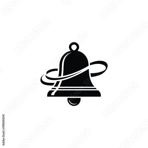 Vector illustration of a modern bell icon with swirling lines
