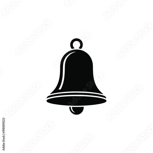 Vector illustration of a single black bell icon on white background