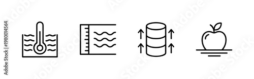 Minimalist water and wave outline icons for environmental and plumbing design