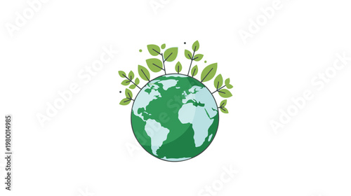 Green Earth with Growing Plants Eco Friendly Sustainability Concept Illustration
