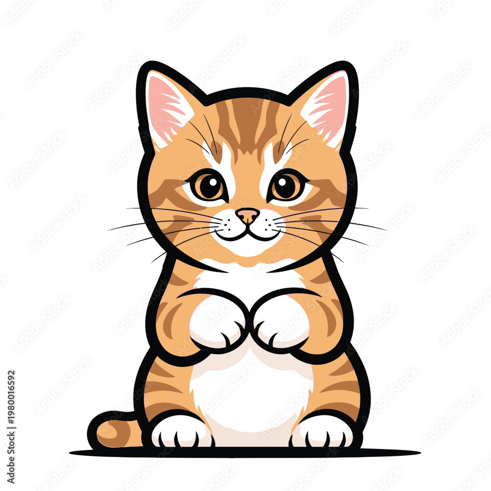 Fototapeta premium Cute Orange Tabby Cartoon Cat.