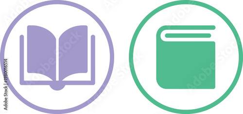 Open and closed book icons representing educational resources for students and researchers in a minimalist style