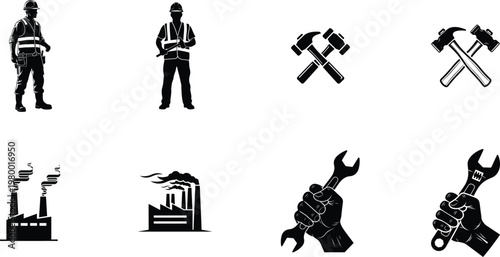 Worker Solidarity Silhouette Icons for International Labour Day