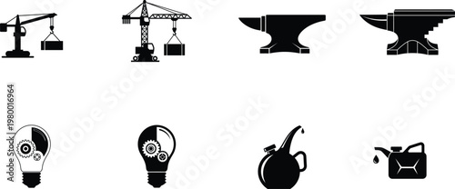 Industrial Maintenance and Workshop Tools Silhouette Icons