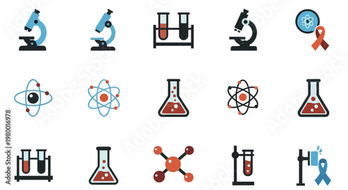 Collection of science and medical icons for research and education.