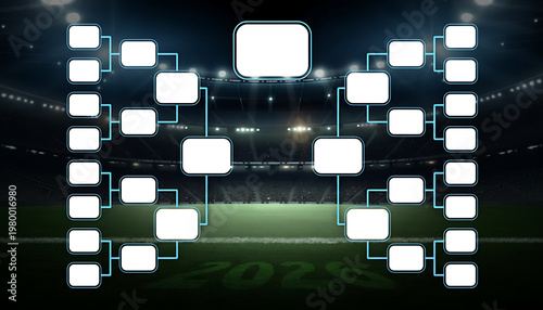 Tournament Bracket Template for Sports Competition in Stadium Background