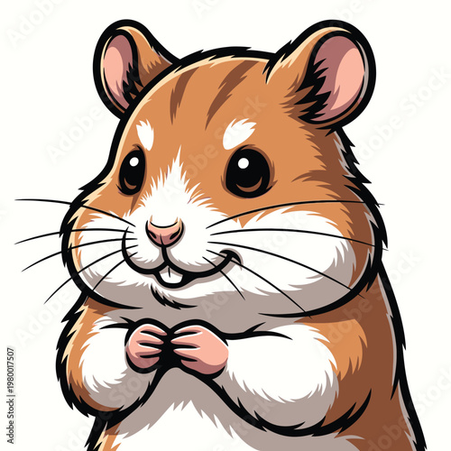 Cute Cartoon Hamster Closeup Portrait 3.