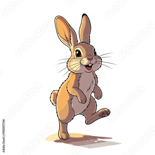 Cartoon rabbit standing on hind legs.