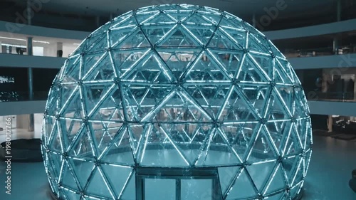 Futuristic Glass Dome with Dynamic Lighting