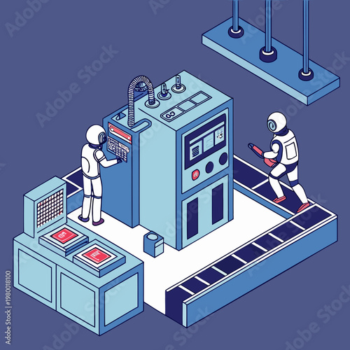 Robots working in automated factory on production line with advanced machinery and conveyor belt smart factory artificial intelligence science fiction industrial robot automation line automation