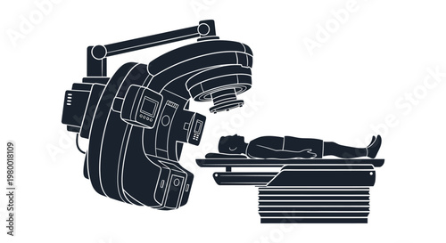 Medical imaging machine with a patient detailed linework silhouette high quality