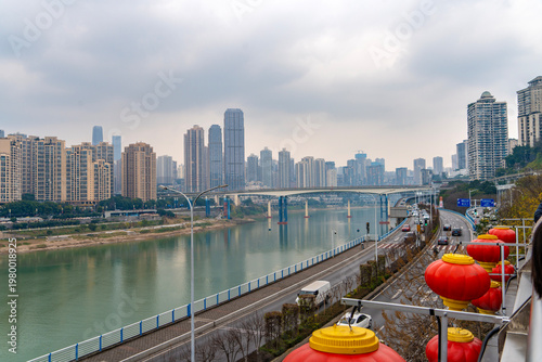 Riverside view of Chongqing Danzishi Old Street is a pleasant place to walk and enjoy a different view of Chongqing. China.