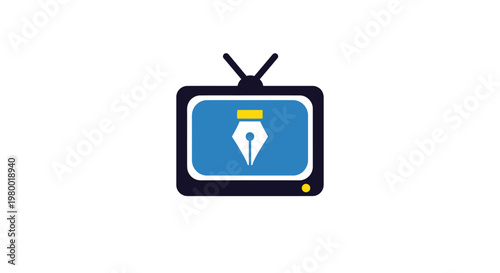 Fotografie Television with a pen on screen.