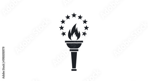 Tableau sur toile Torch with flames and stars symbol.