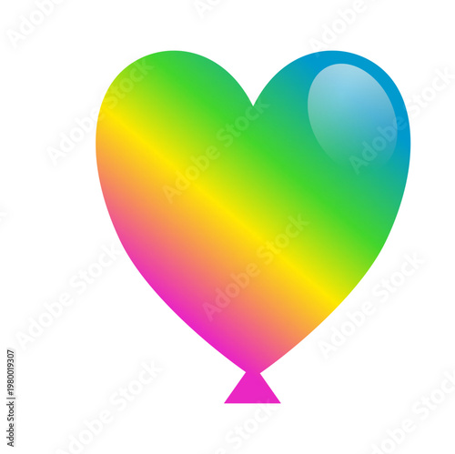 Colorful rainbow gradient balloon set with heart and round shapes, festive party celebration elements isolated on white background - HGPCOSM01