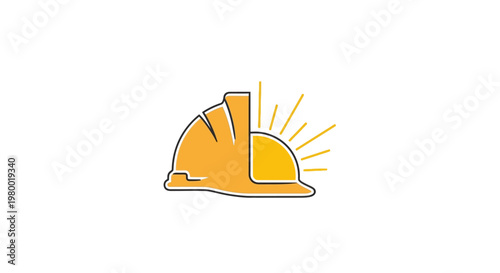 Yellow Hard Hat with Sun Rays.