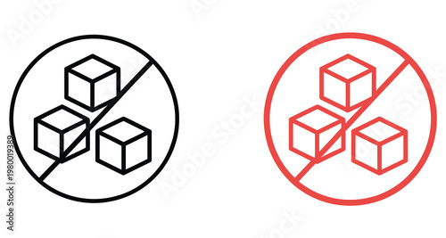 Sugar free icon set with no added sugar sign and healthy diet symbols, healthy nutrition label and diet restriction concept, zero sugar product and wellness lifestyle food choice vector