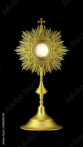 Jesus Christ in the monstrance. Sacrament of the Eucharist. Corpus Christi - 3D Illustration