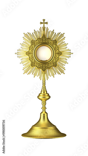 Jesus Christ in the monstrance. Sacrament of the Eucharist. Corpus Christi - 3D Illustration