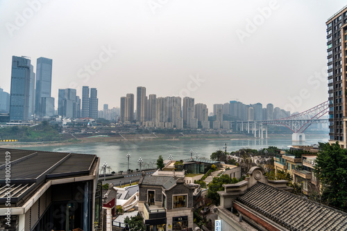 Riverside view of Chongqing Danzishi Old Street is a pleasant place to walk and enjoy a different view of Chongqing. China.