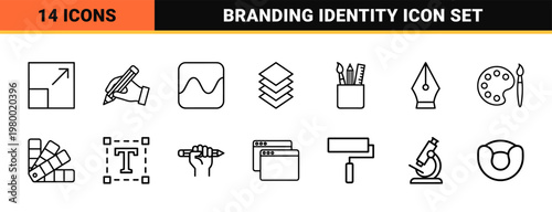 Creative design and branding outline icon collection