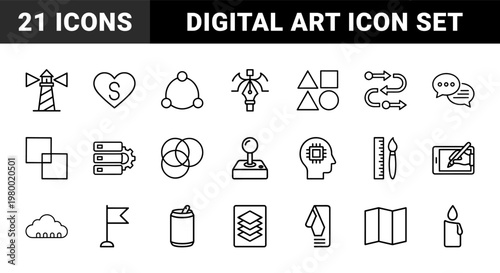 Minimalist graphic design and creative studio outline icons.