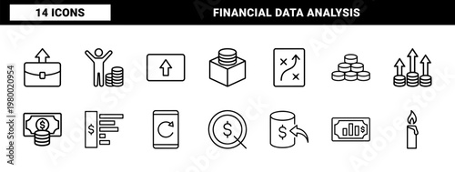 Business strategy and trade growth minimalist line icons
