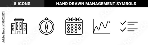 Business startup and finance hand drawn outline icon set
