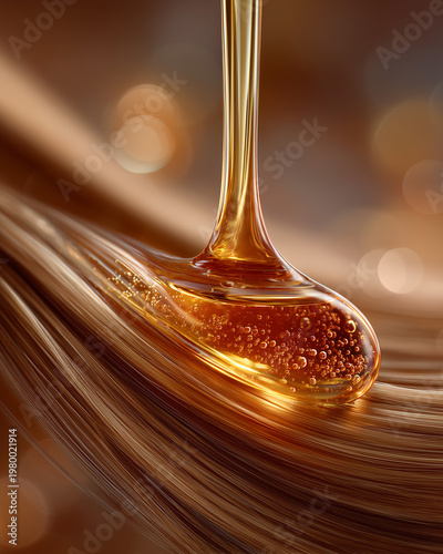 Wallpaper Mural Elegant hair care scene with golden hair oil and smooth hair gently applied to long Torontodigital.ca