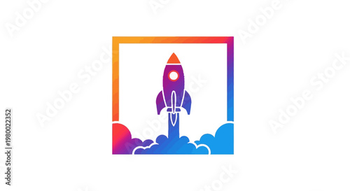 Rocket Ship Blasting Off Into Space.