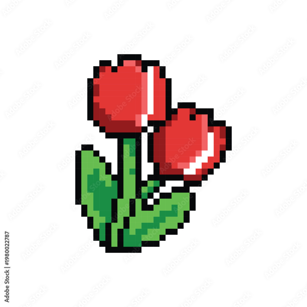Fototapeta premium Pixel art flower illustration style design