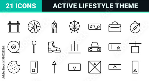 Minimalist hobbies and leisure activities line icon grid