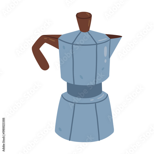 Moka pot coffee maker. Hand drawn vector illustration for cafe branding, kitchen decor, packaging and coffee related designs.
