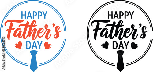 Happy father's day hand lettered designs colorful and monochrome versions