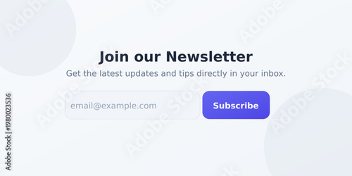 Minimalist Newsletter Signup Form UI Element with 'Join our Newsletter' and 'Subscribe' Button