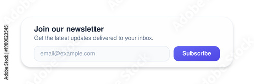 Minimalist Newsletter Subscription Form UI Element with 'Join our newsletter' and Purple 'Subscribe' Button